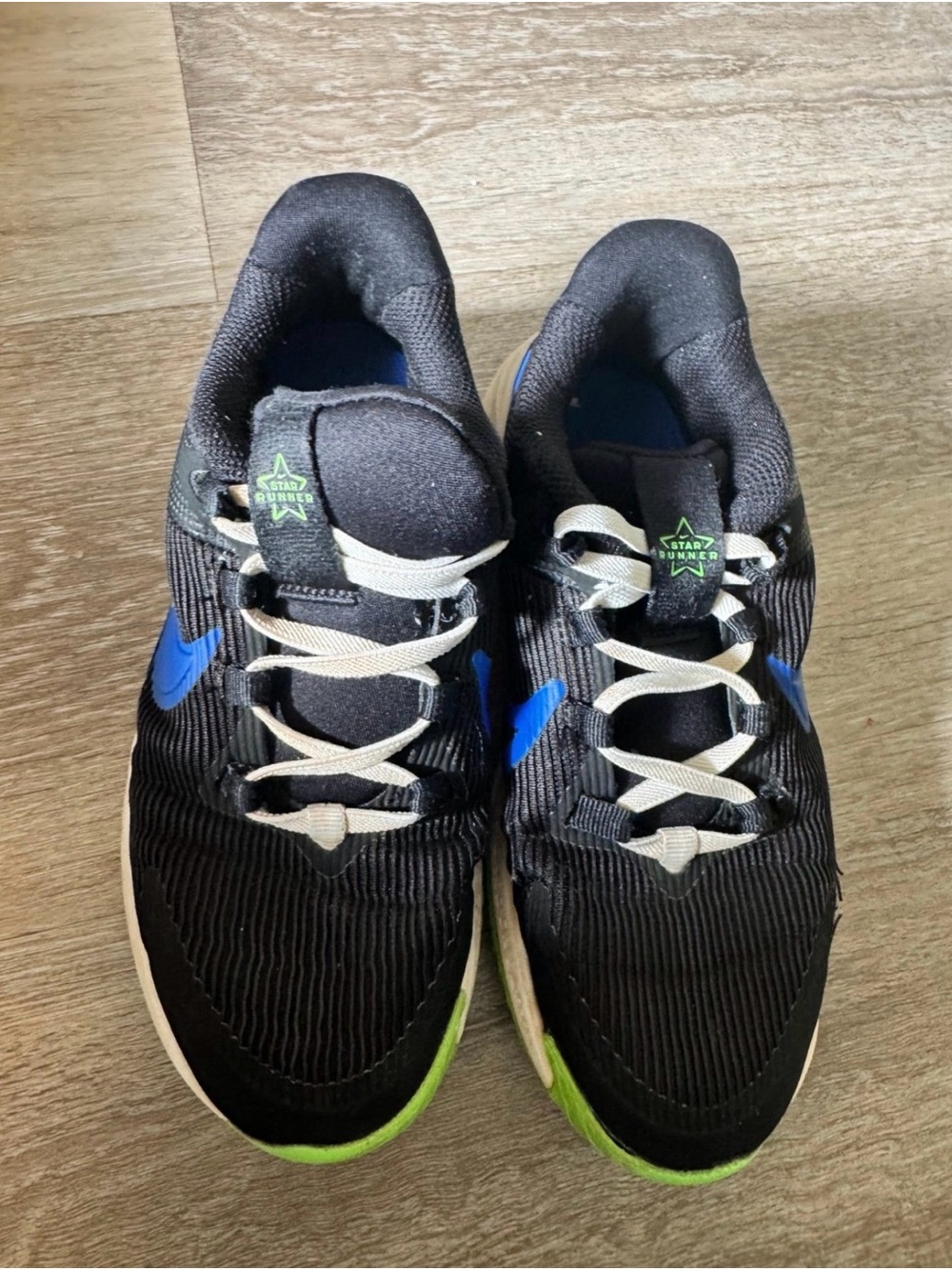 Boys Black & Blue Performance Sneakers with Lime Accents